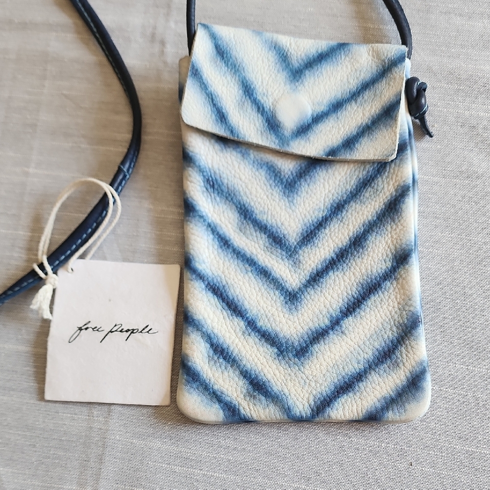 Free People Let's Dance Leather Crossbody Bag - Blue and White